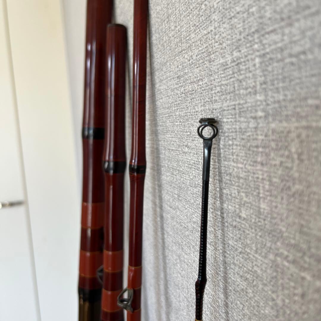 石鯛和竿　俊貞作　総巻総塗り竹竿　石鯛竿　美品