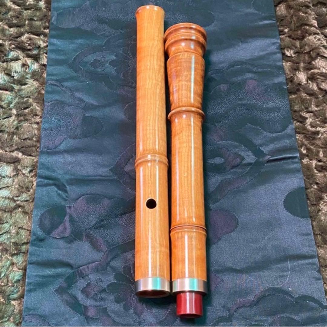 尺八 琴古流 二尺二寸管 中継ぎ 銀巻き 長尺管【音出し確認済み】