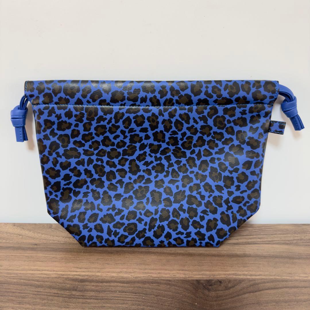 【新品未使用】コブクロ 九月八日 ドローストリングbag ヒョウ柄ロイヤルブルー