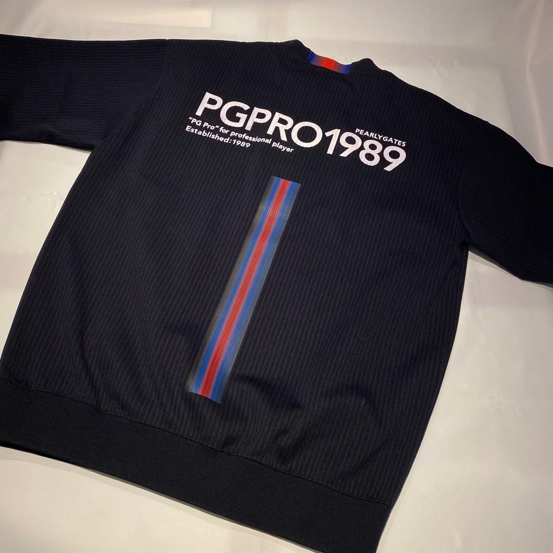 PEARLYGATES　凹凸ストライプクルーネックプルオーバー　トレーナー　紺色