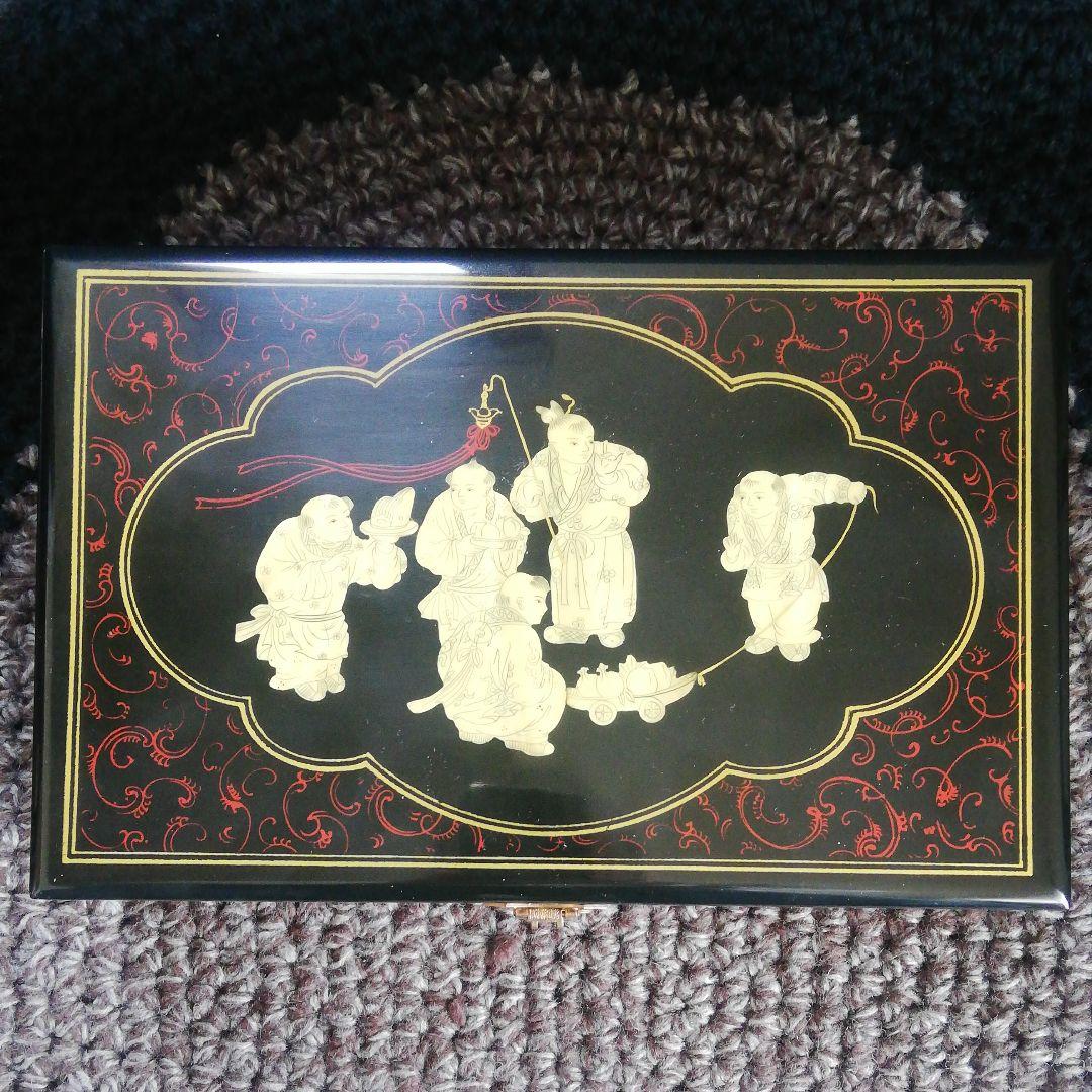 最終値下げ　中国骨董【新品未使用】中国名貴漆器　唐物二段化粧箱