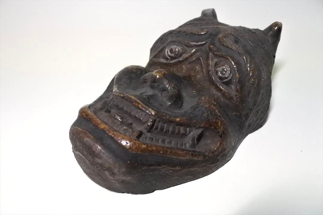 アンティーク　鬼面　掛花生　陶磁器 a