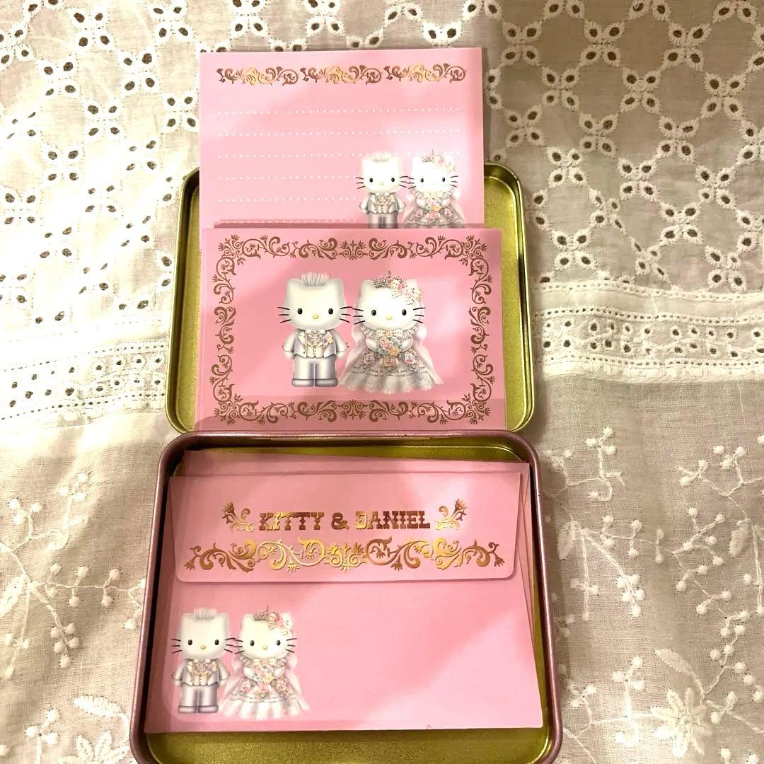 レア‼️ハローキティ カード＆メモ用紙セット ウェディング缶入り