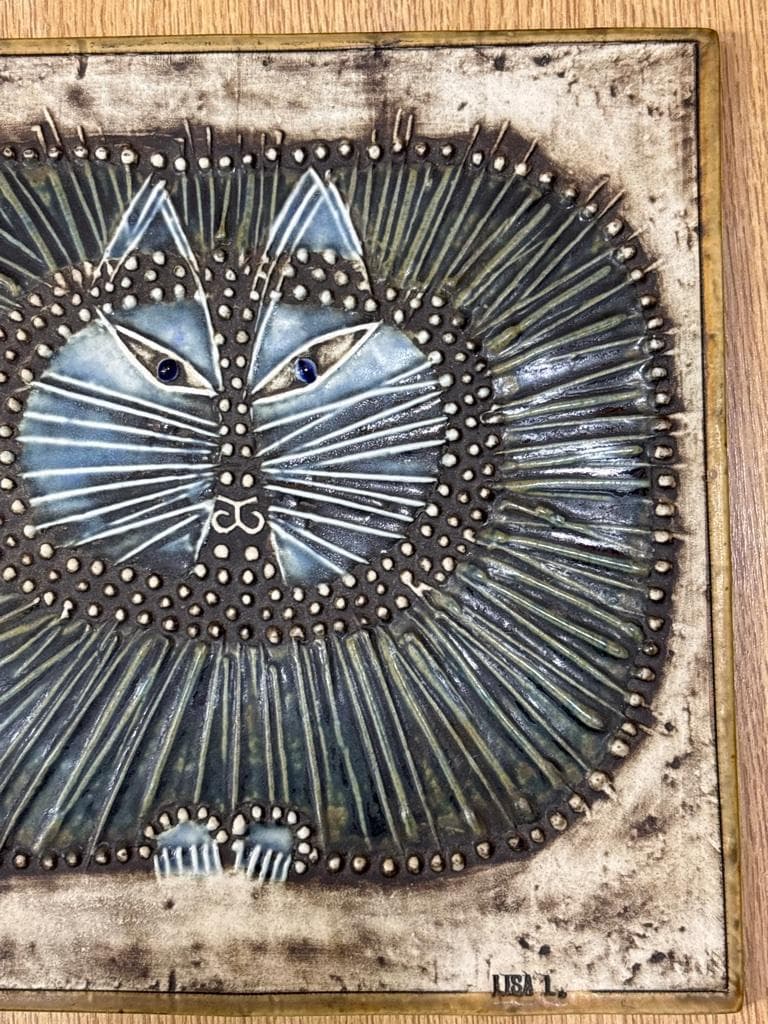 希少 Lisa Larsonリサ ラーソン UNIK Katt 猫 ブルー 陶版