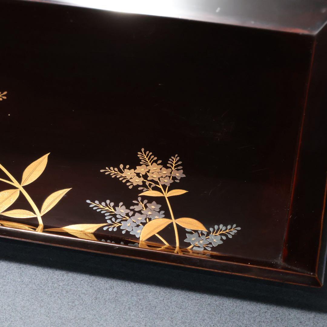 蒔絵　巻き煙草入れ　盆付き　平安漆専堂　共箱　R1429お12