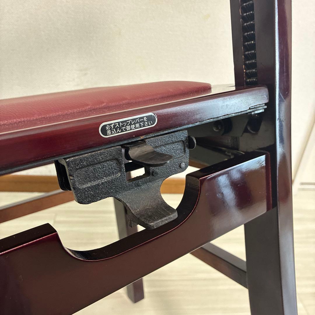 【中古良品】ピアノ背付き椅子木目・座面張り替え済み（送料込）