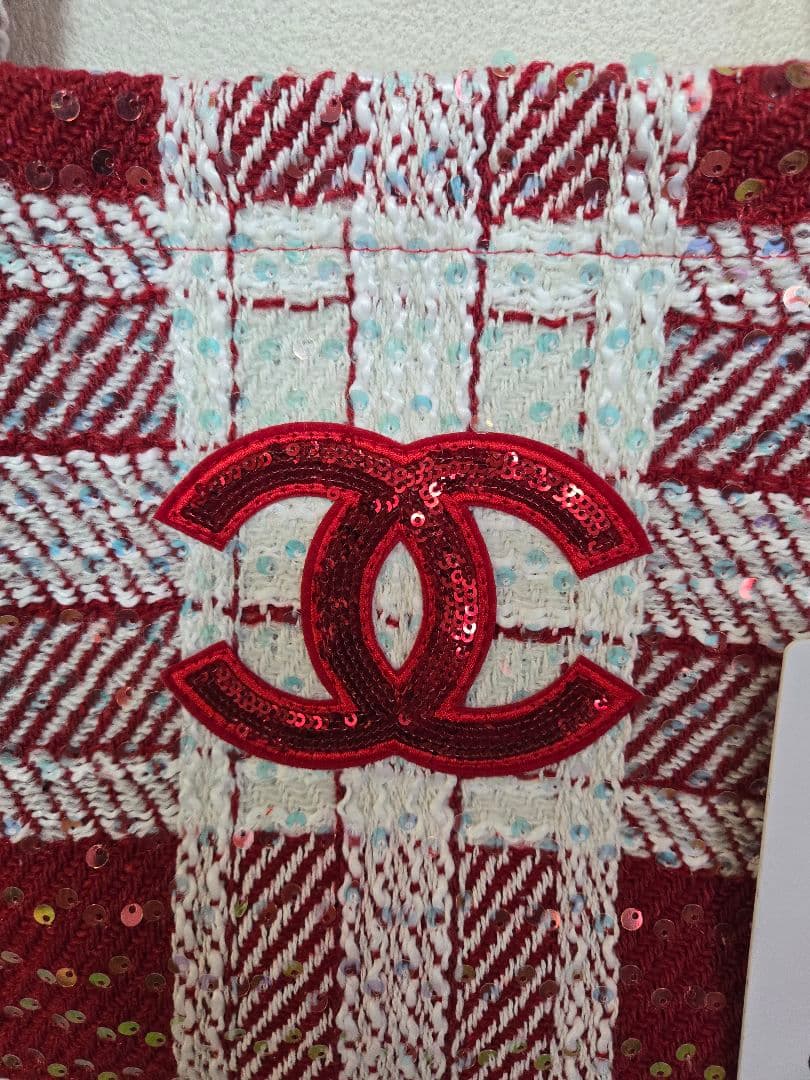 新品 1点のみ！CHANEL ノベルティ トートバッグ レッド スパンコール