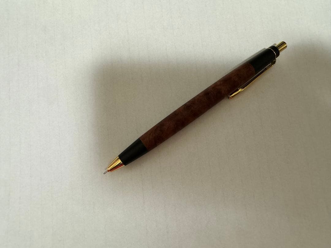 野原工芸 (新型特上花梨瘤杢)シャープペン木製 茶色 付属品付き