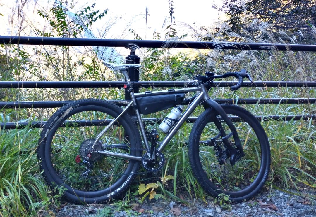 【直接取引限定】チタンフレーム グラベルバイク フラットバー サイズ52