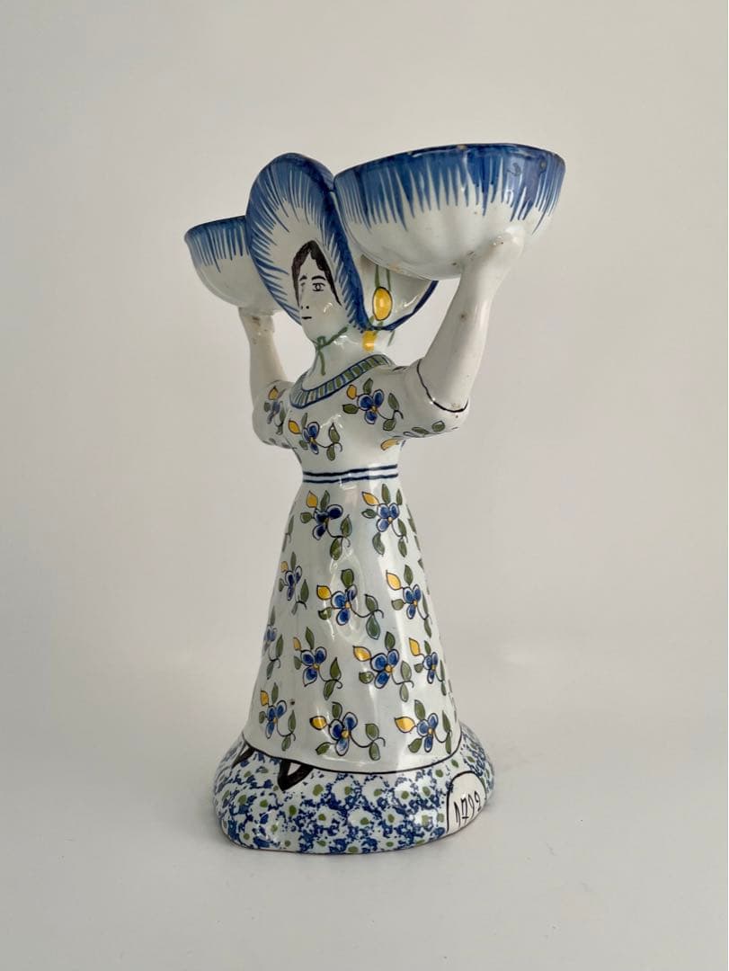 フランス アンティーク 陶器製 女性像 ボウル付き