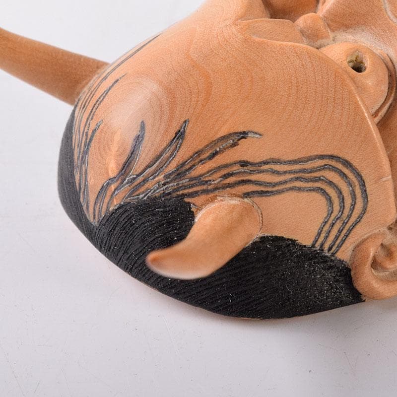 時代提げ物　木彫　面根付　能面　お面　般若面　C　7796