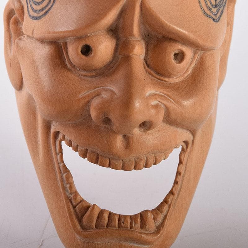 時代提げ物　木彫　面根付　能面　お面　般若面　C　7796