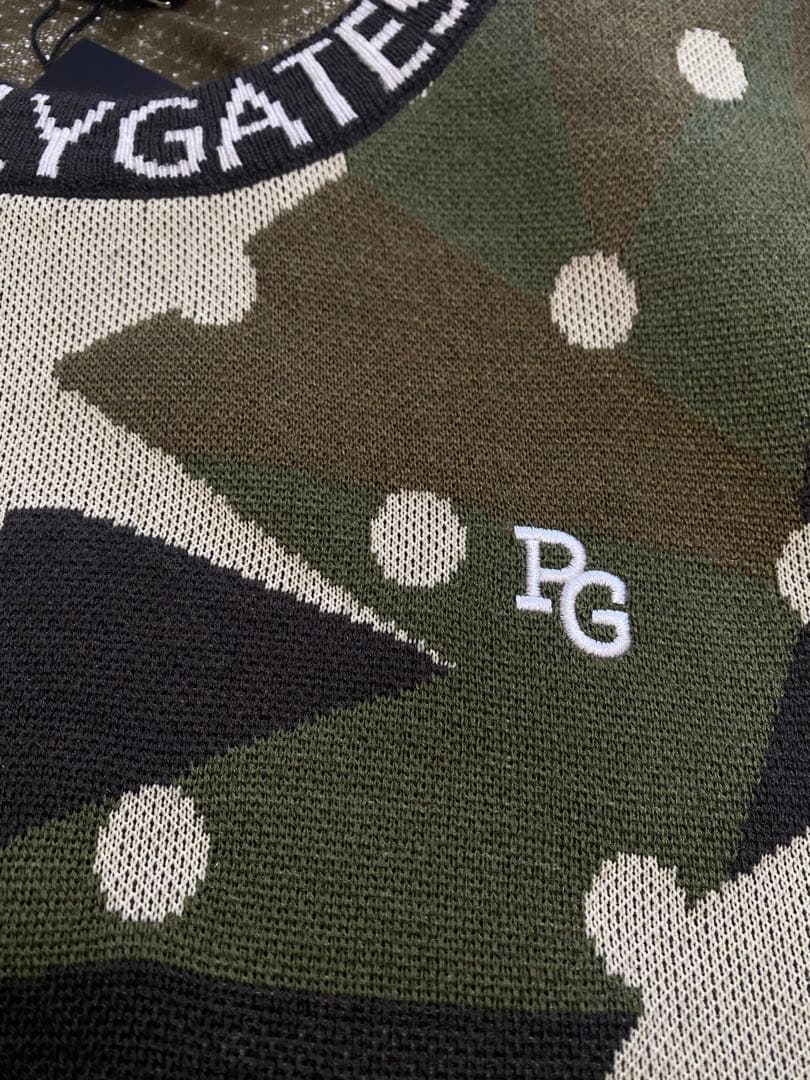 パーリーゲイツレディースカシミヤタッチニットプルオーバー カモドット柄サイズ1