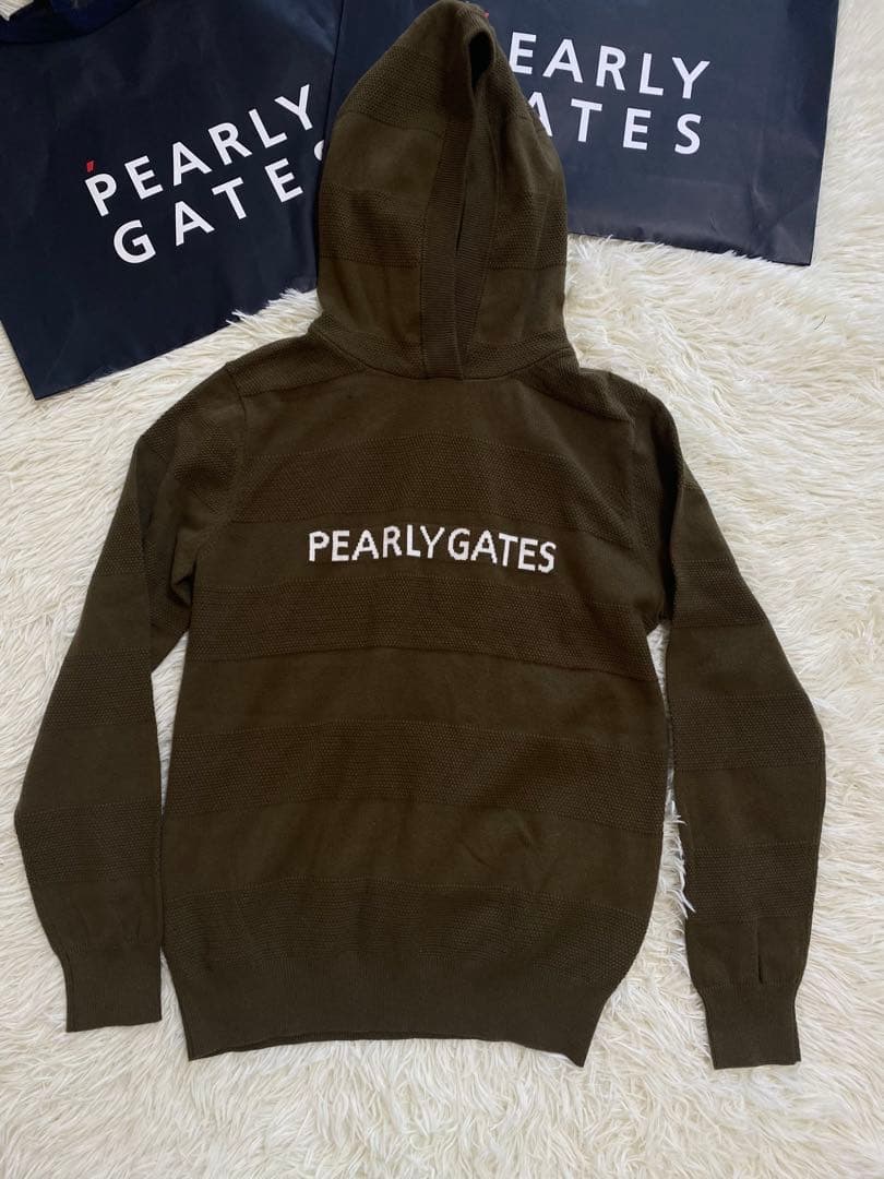 パーリーゲイツレディースカシミヤタッチニットプルオーバー カモドット柄サイズ1