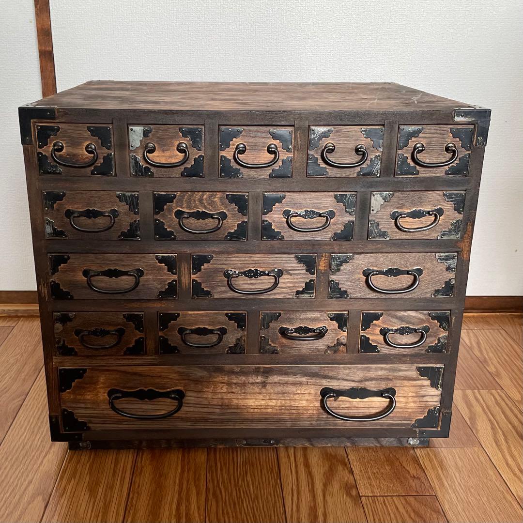 和風木製タンス 古引き出し 小引き出し 小箪笥 車箪笥