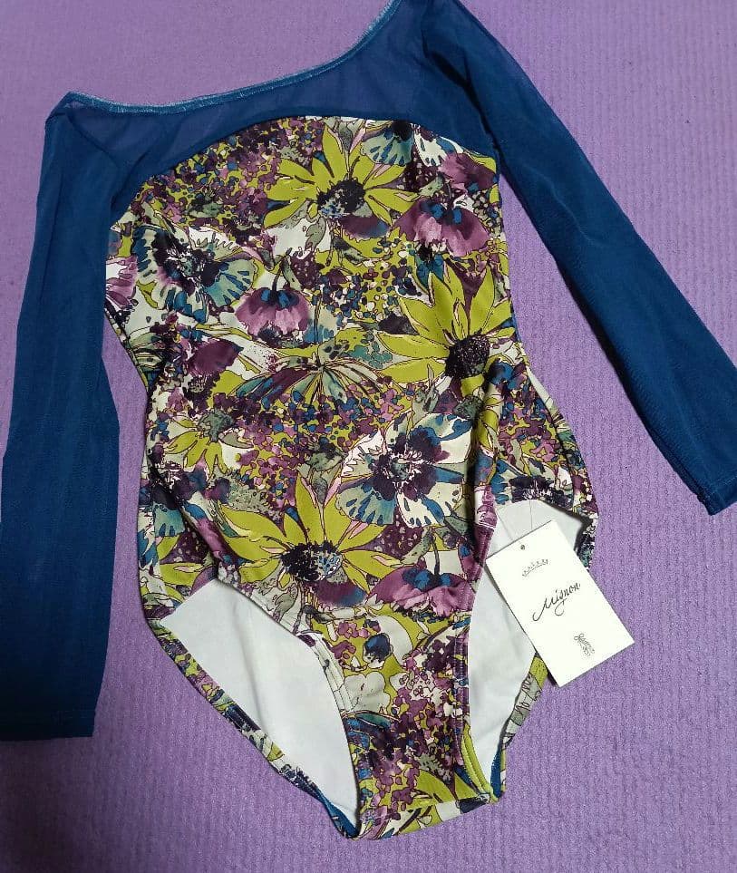 ミニヨンMignon 花柄 長袖レオタード Мサイズ