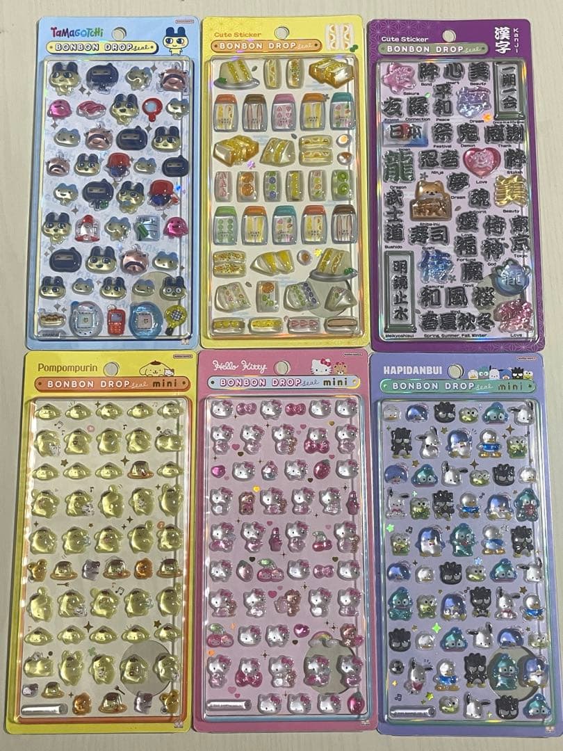 ボンボンドロップシール たまごっち 和柄 サンリオミニ まめっち ハピダンブイ