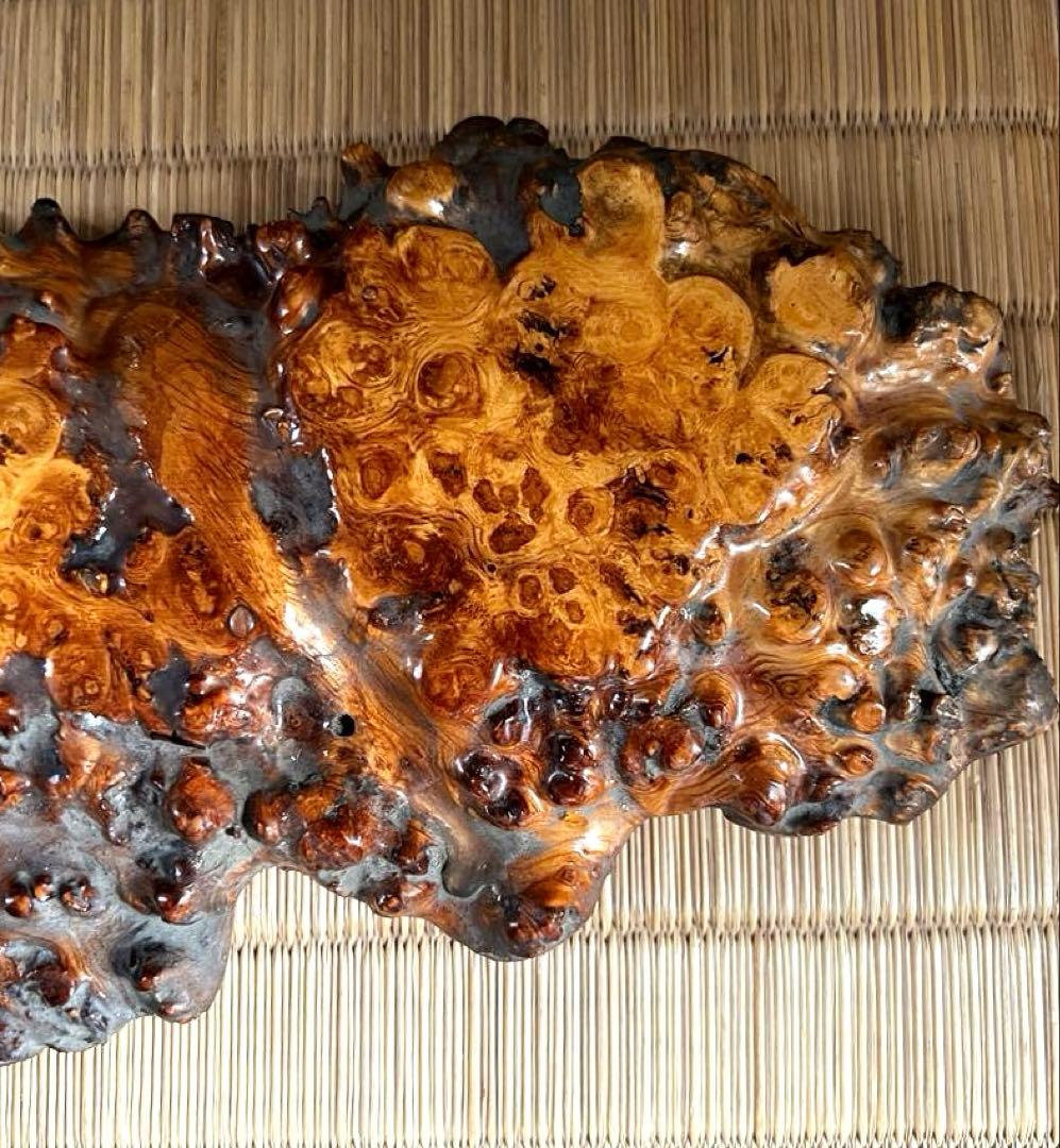 天然時代木 希少 横長 奥細 花梨 玉杢 瘤 四足 花台 香台 盆栽台 50㎝