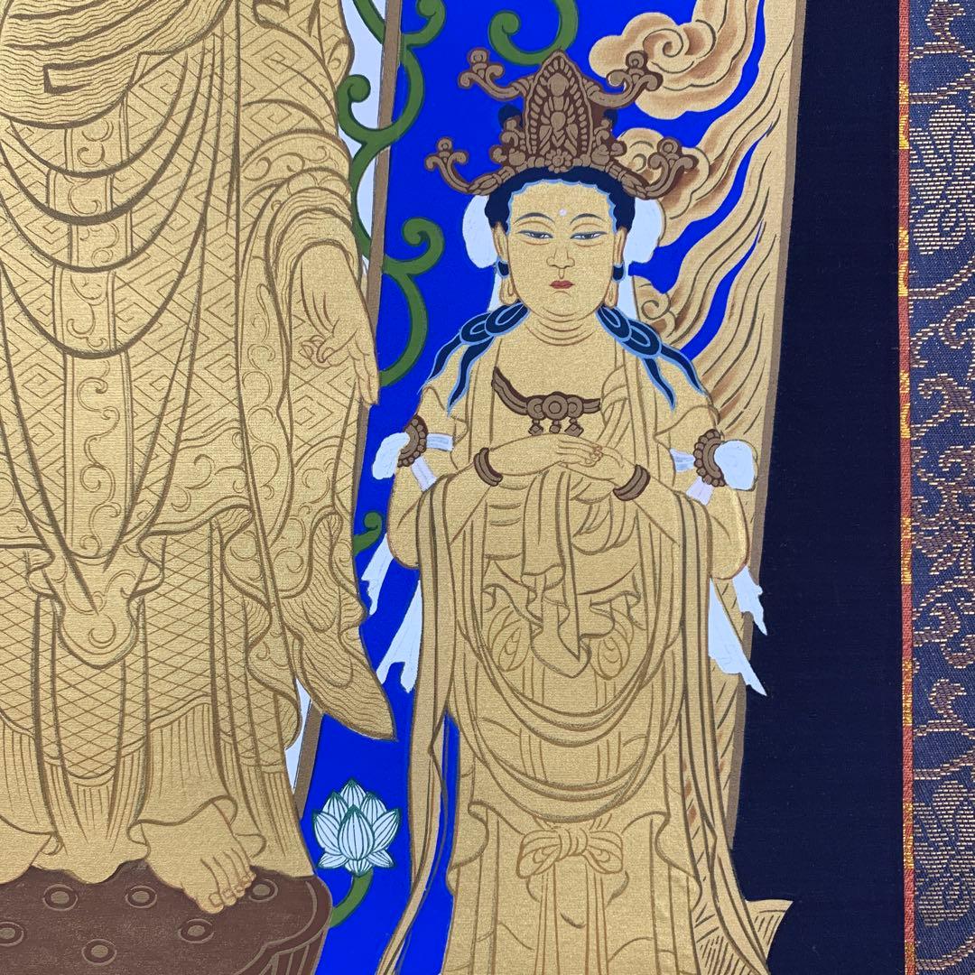 美品 掛け軸 善光寺一光三尊如来御影 仏教美術 仏画