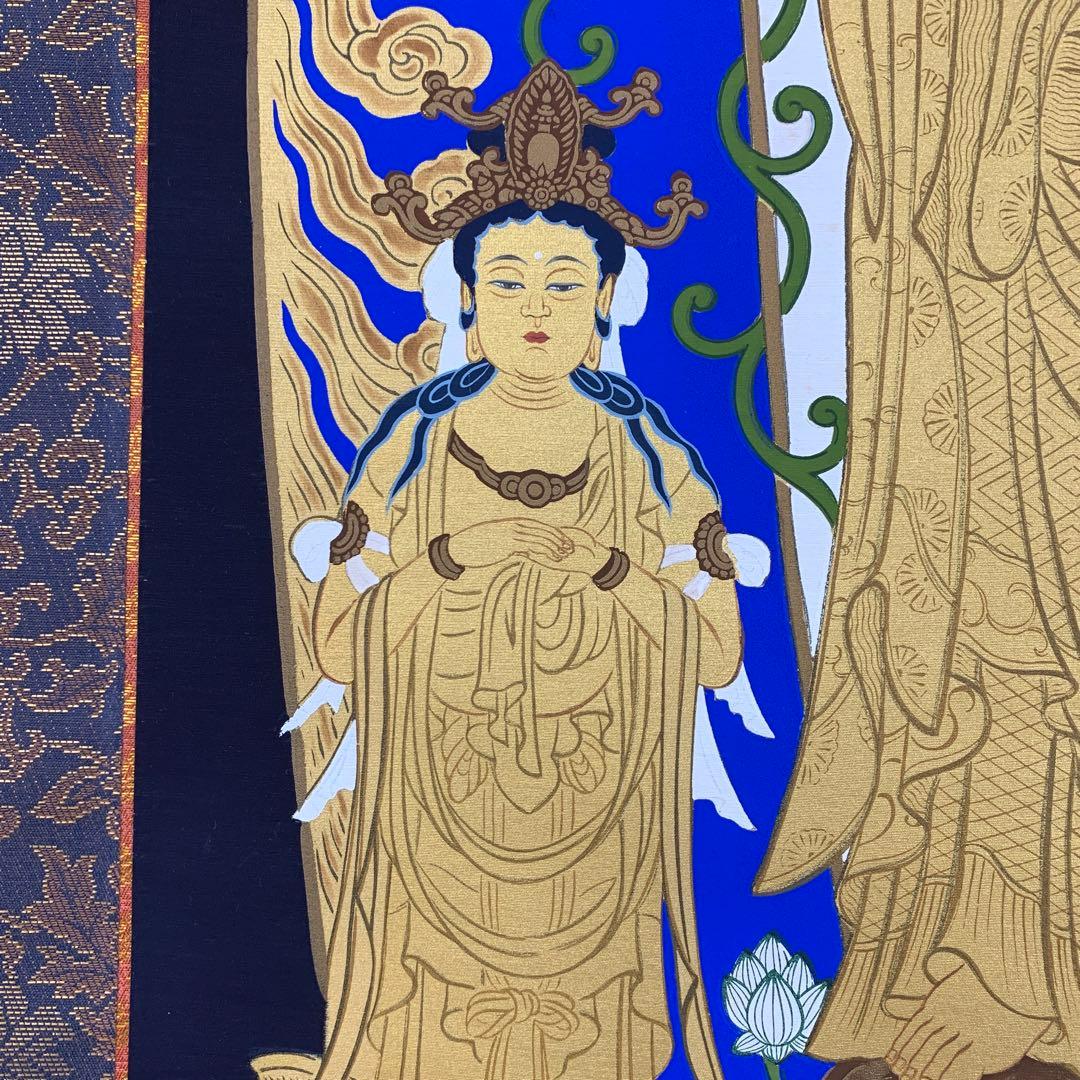 美品 掛け軸 善光寺一光三尊如来御影 仏教美術 仏画
