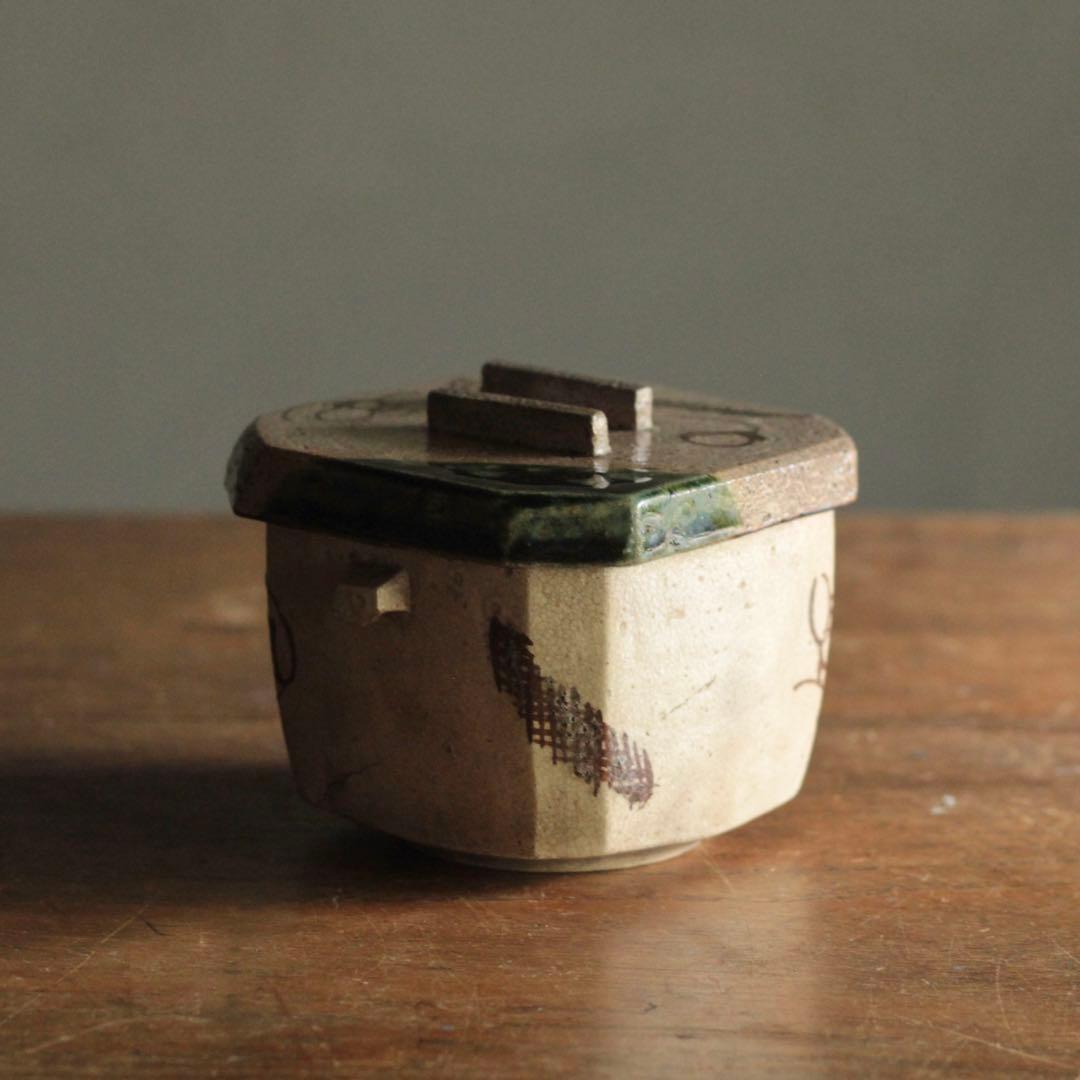 復興織部 再興織部 向付 四方形 茶碗 No.6 古美術 古道具 アンティーク