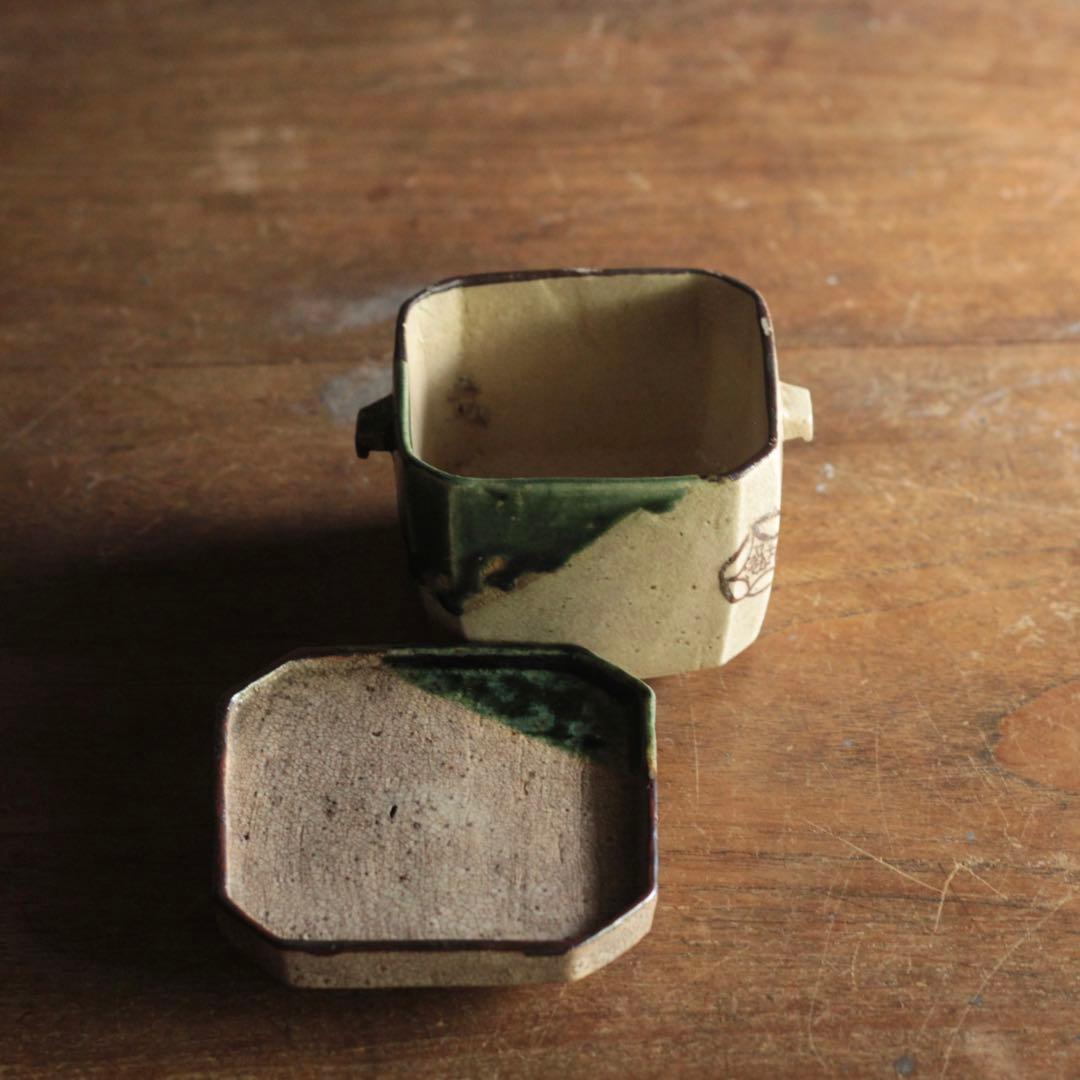 復興織部 再興織部 向付 四方形 茶碗 No.6 古美術 古道具 アンティーク