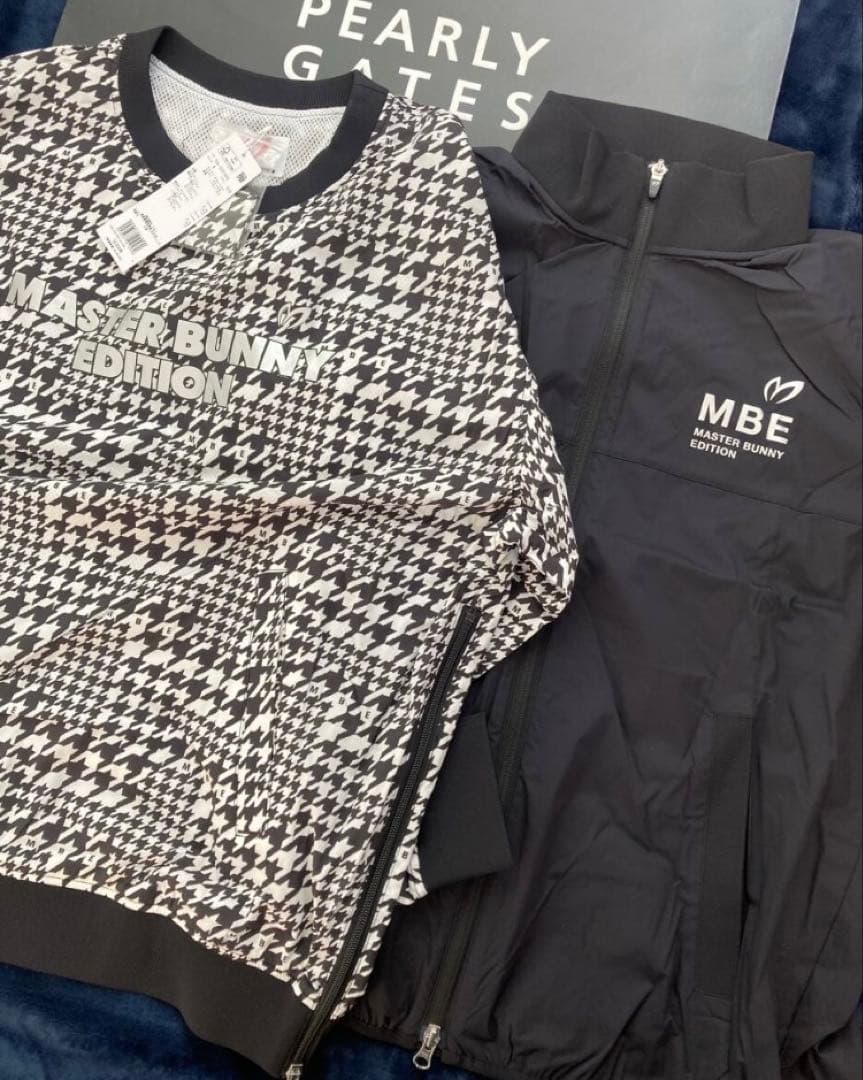 新品 マスターバニー 千鳥柄×ナイロンストレッチ 撥水ジャケット(4)M/白