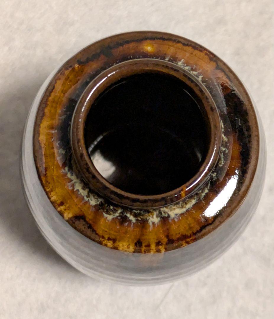 茶入 工芸品/茶道具 京都清水焼 桶谷定一作 肩衝茶入 金襴仕覆付