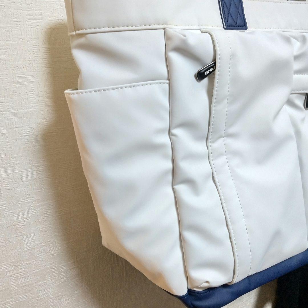 未使用自宅保管 極美品PING 2023 トートバッグ ホワイト/ネイビー