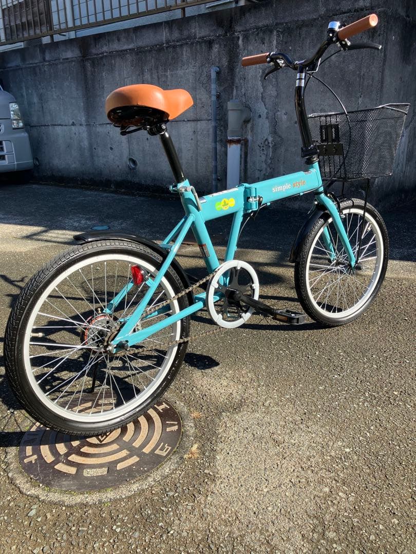 シンプルスタイル20インチ　折りたたみ自転車　カゴつき