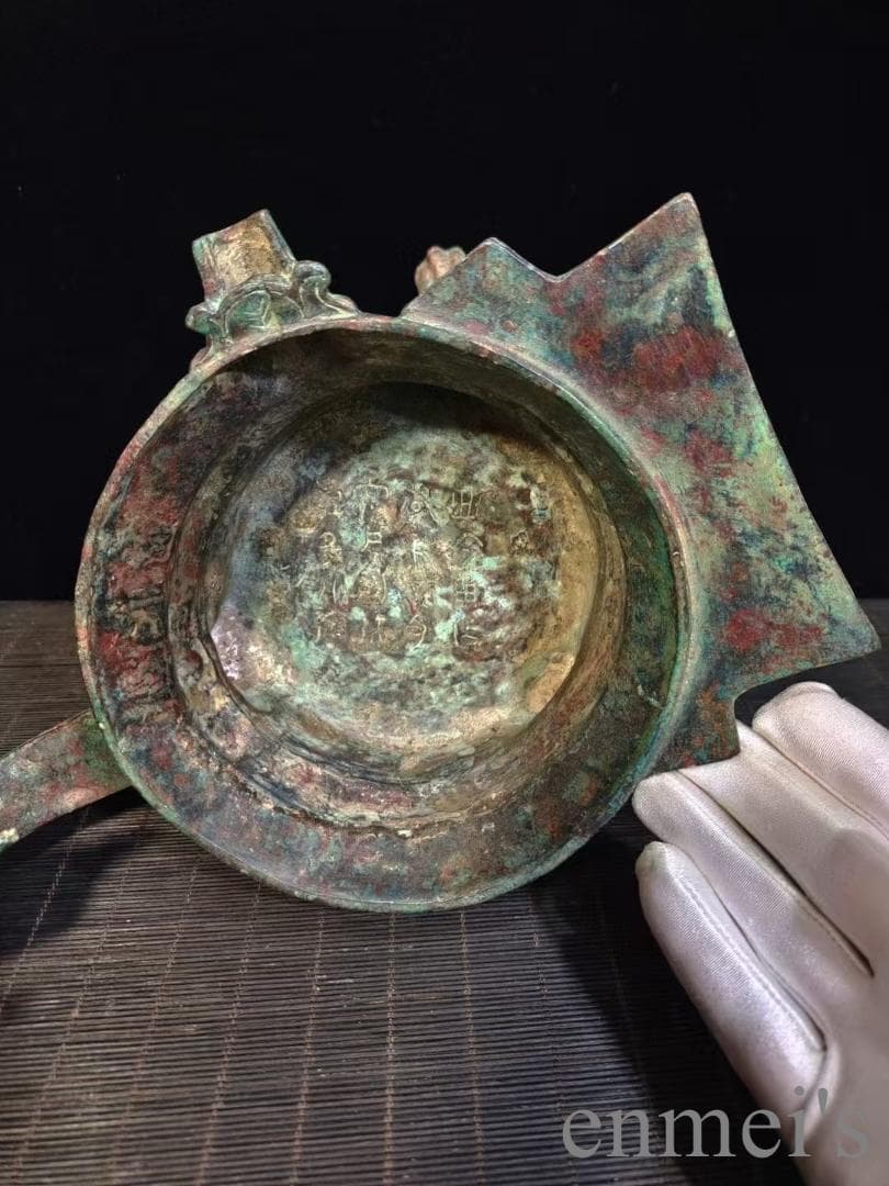 中国古美術 漢代 青銅器3点セット 龍首柄 鎖斗 酒器 三足設計 温酒器 禮器