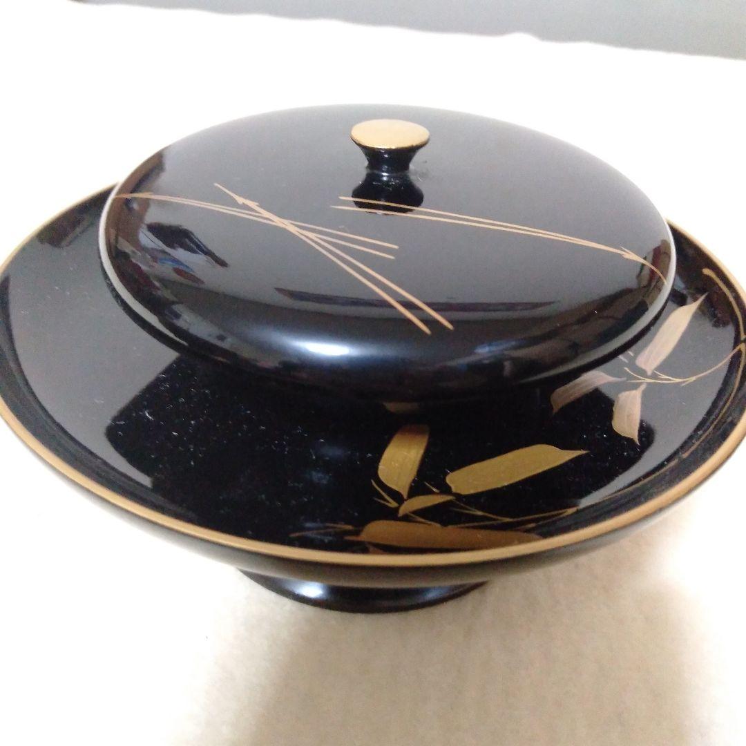 松竹梅蒔絵入　木製茶台十客