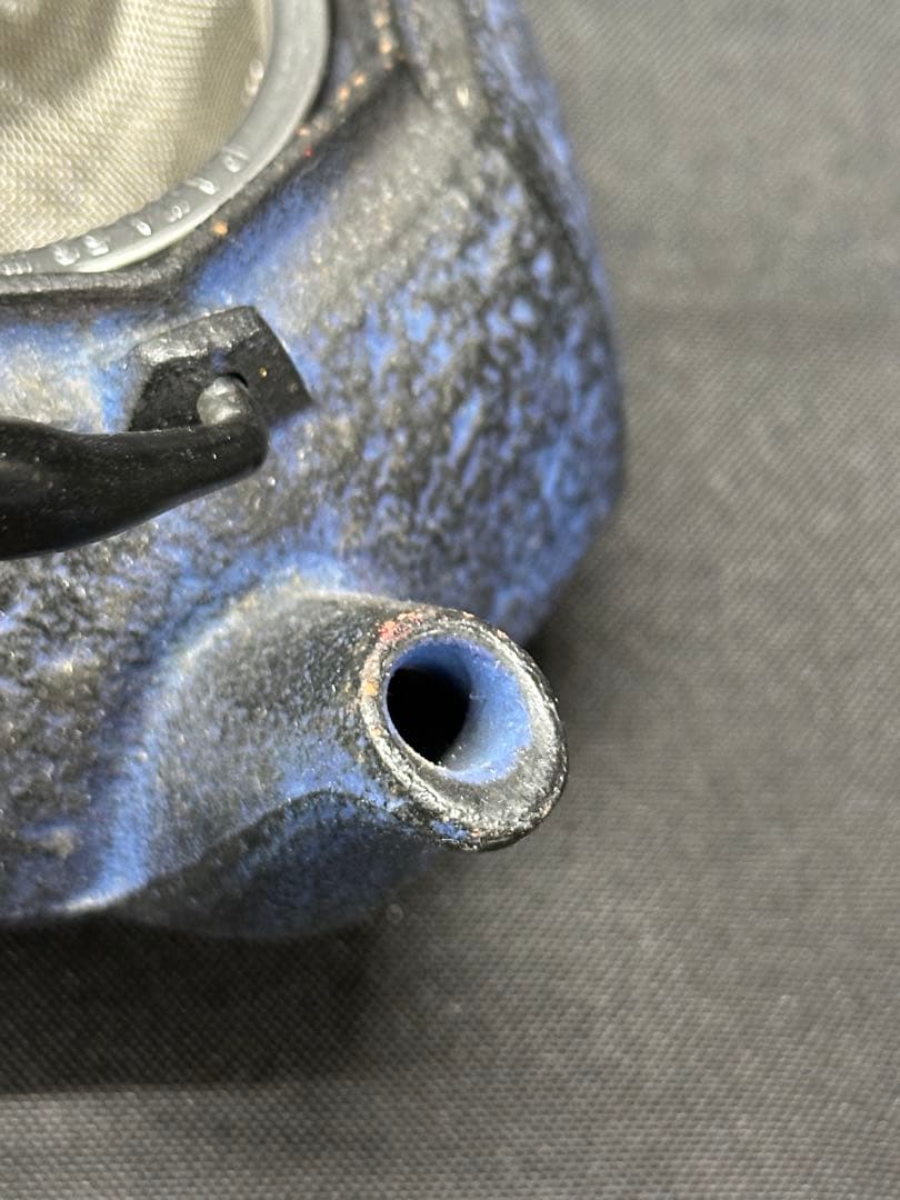 【経年美品】南部鉄器　南部　鉄瓶　急須　青　ブルー　8角