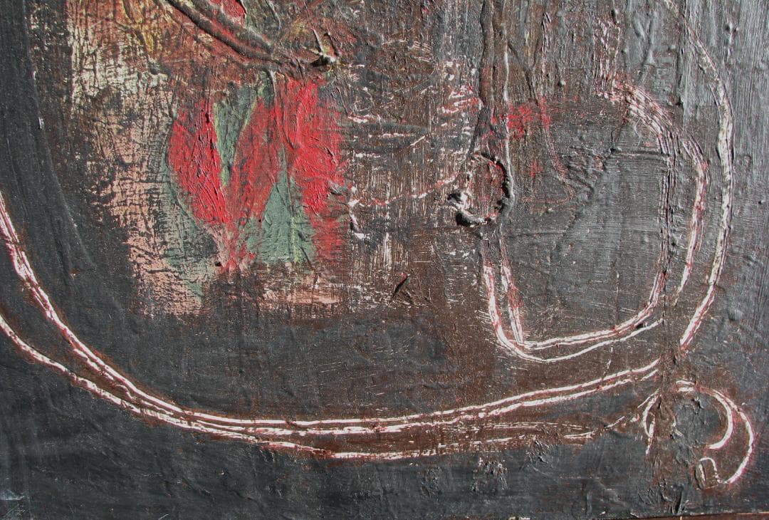 本日17時まで雪値下げ！前衛美術,西口典子「想」10号油彩,重厚深淵なマチエル