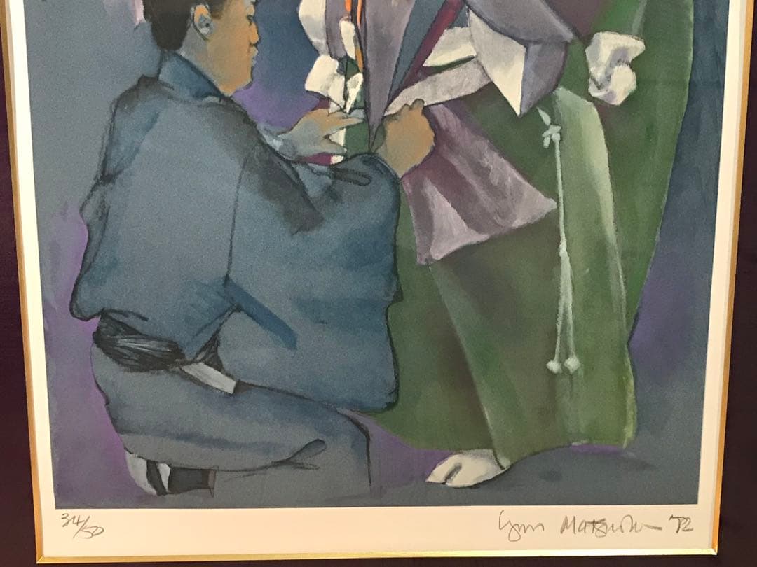 リン松岡　「義経」　リトグラフ　直筆サイン・エディション・作品証明シール有り