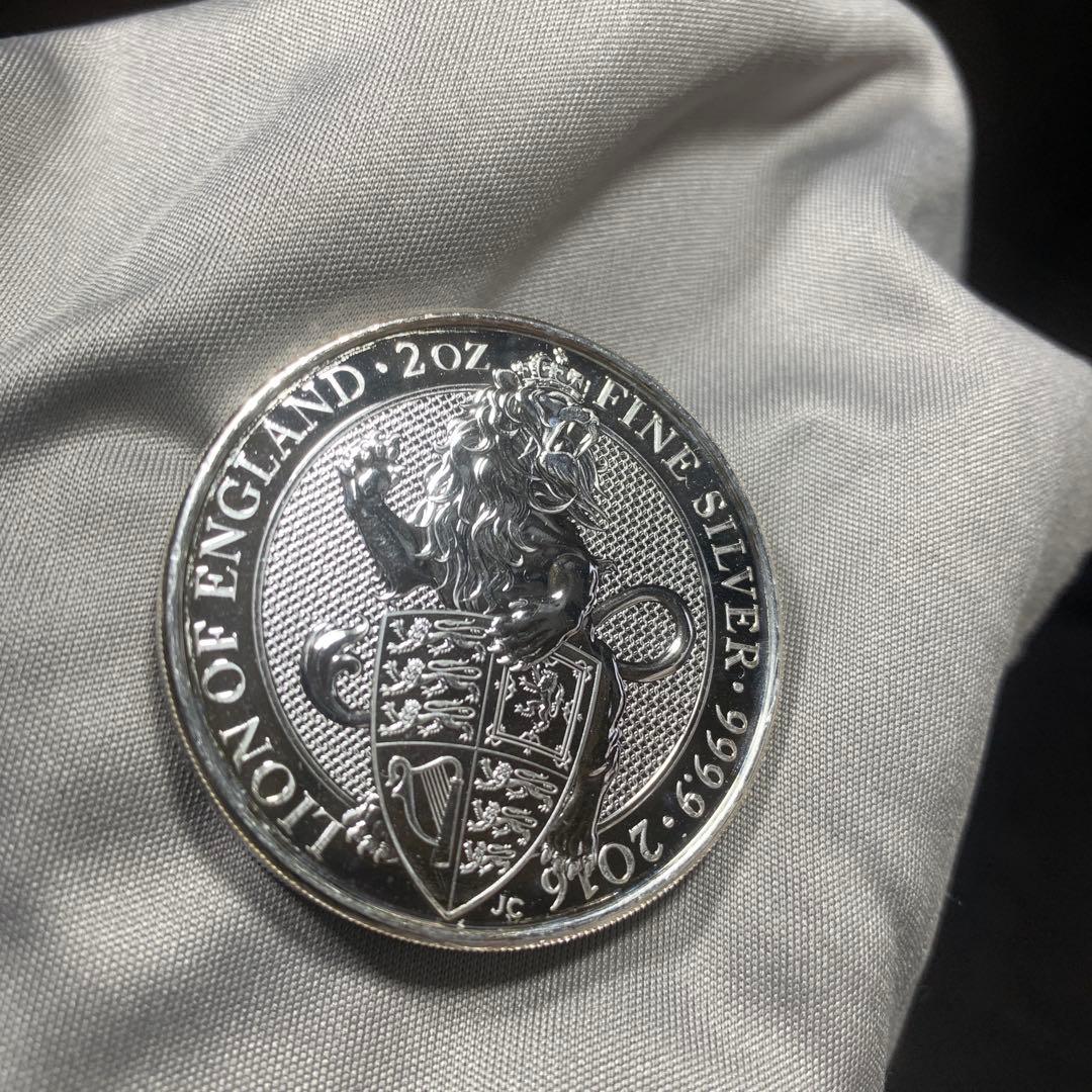 S5 純銀貨 2オンス クイーンズビースト　2016 ライオン・イングランド