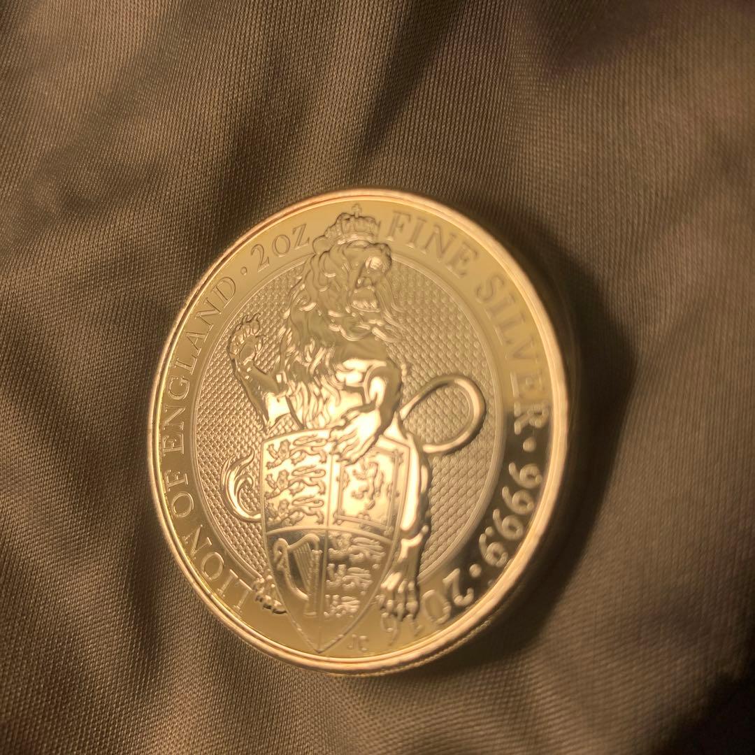 S5 純銀貨 2オンス クイーンズビースト　2016 ライオン・イングランド