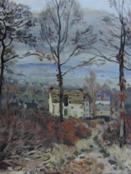 Alfred Sisley、森のはずれの村、希少画集画、新品高級額、額装付