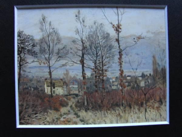 Alfred Sisley、森のはずれの村、希少画集画、新品高級額、額装付