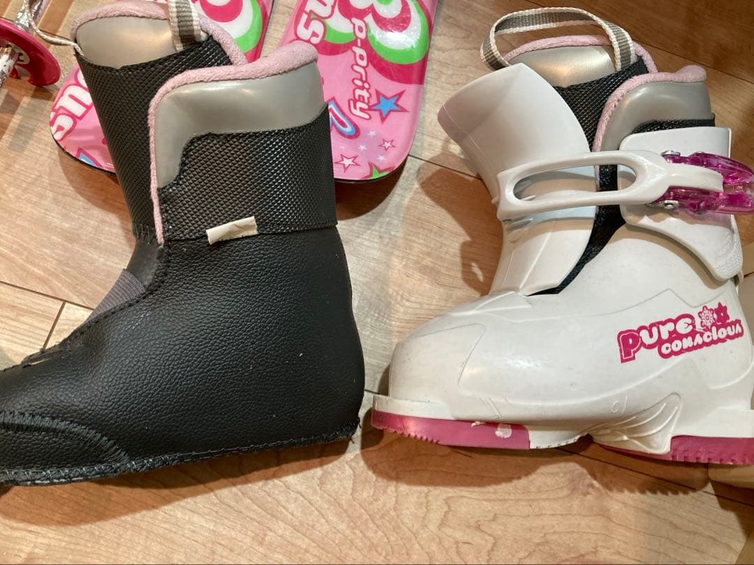 子ども用スキー板とブーツ16cmと20cmのセット