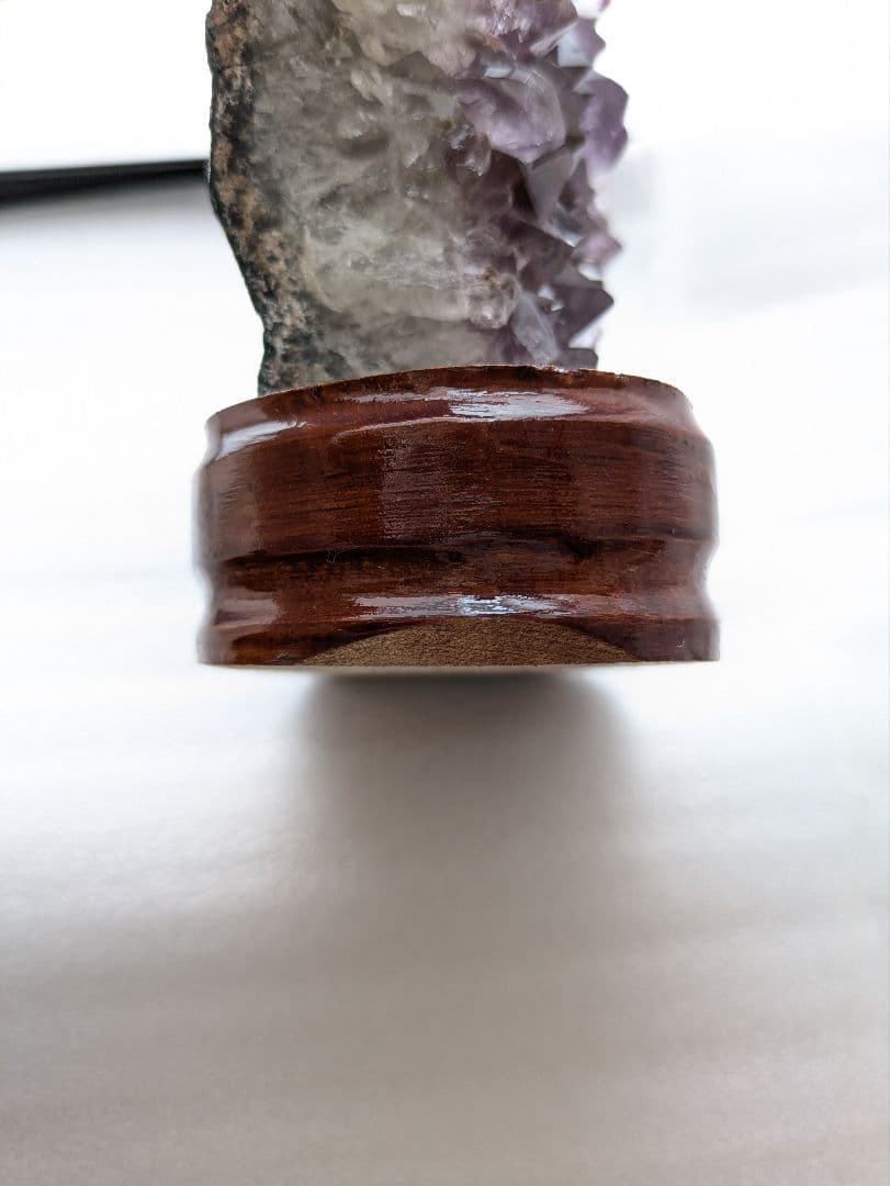 アメジスト 結晶塊 木製台座付き