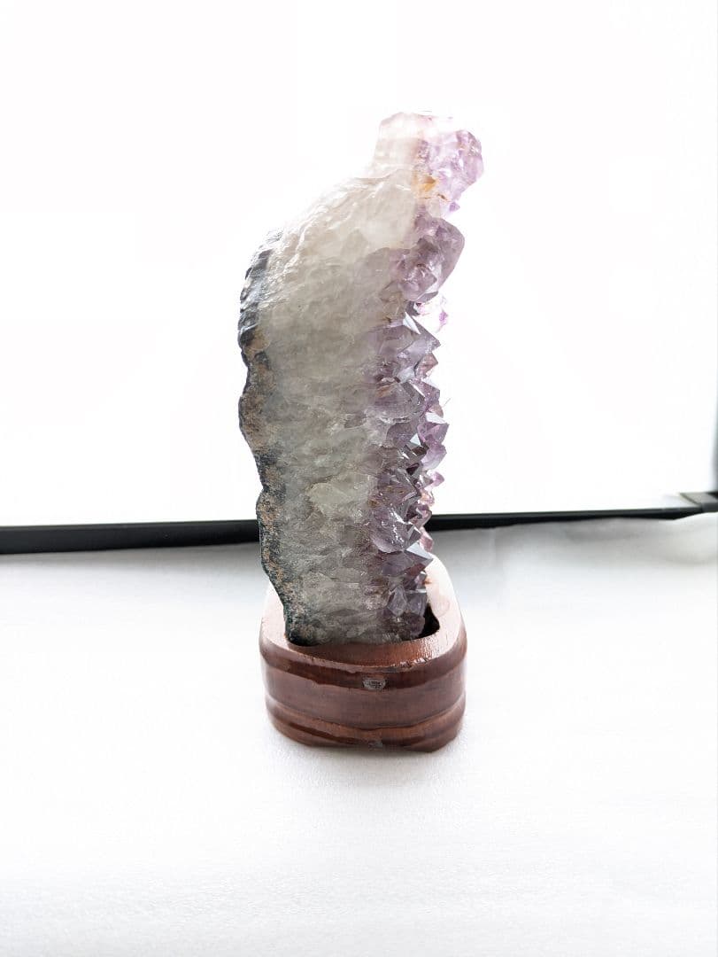 アメジスト 結晶塊 木製台座付き