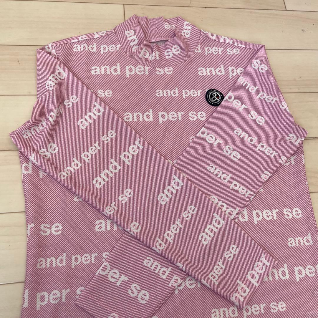 【未使用】and per se アンパスィ 長袖ハイネックシャツ Lサイズ
