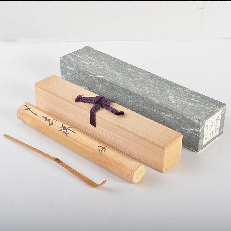 茶道具　宗春作　茶杓　銘「吉祥」　紫野　細合喝堂書付　共筒共箱　Ｃ　6248