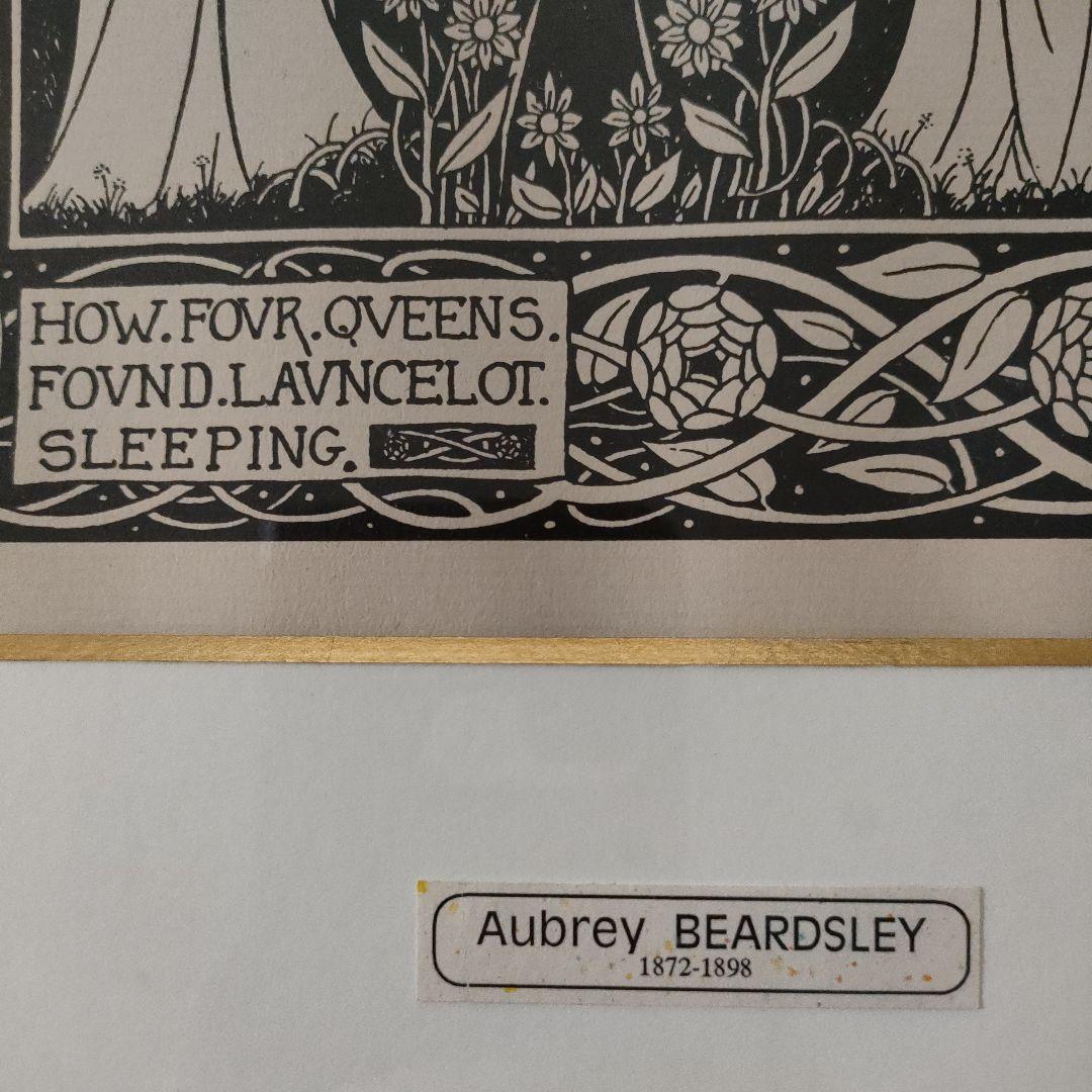 ビアズリー　大判ラインブロック『アーサー王の死 四女王眠れるランスロット』