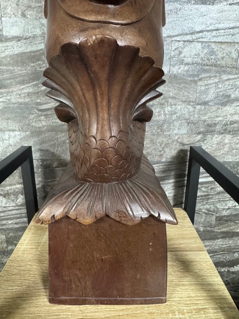 木製ライオン彫刻 約41cm