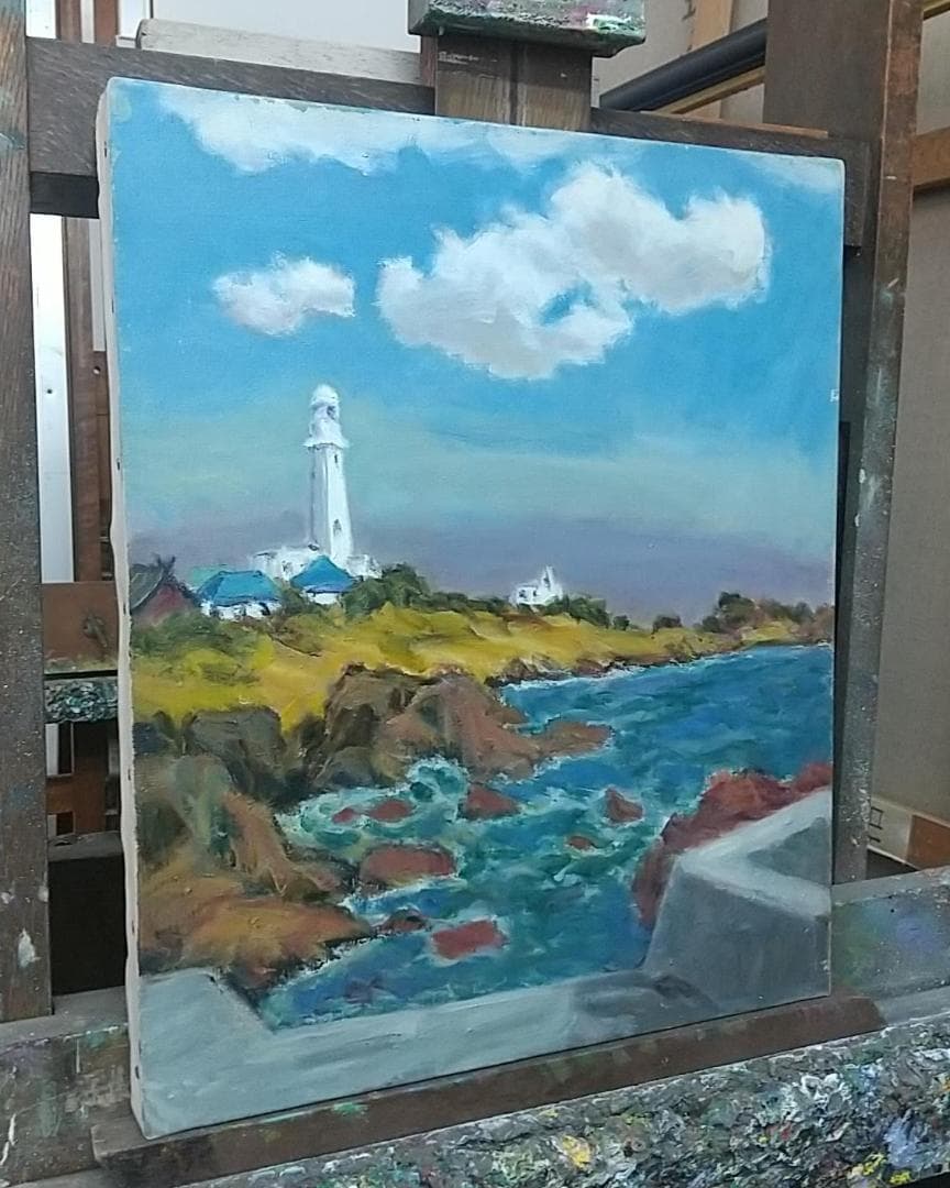F8「雲流れる房州白浜」 絵画 油絵 油彩画 風景画 アート