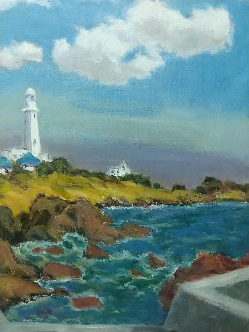 F8「雲流れる房州白浜」 絵画 油絵 油彩画 風景画 アート