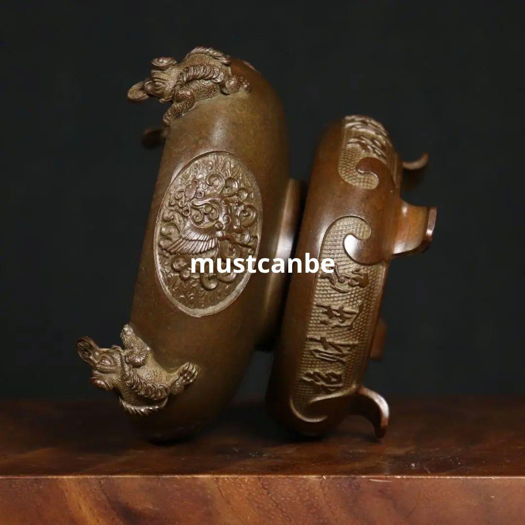 銅器 香炉 四神獣四方来財聚宝盆香炉 仏堂供養炉 装飾品 工芸品 置物