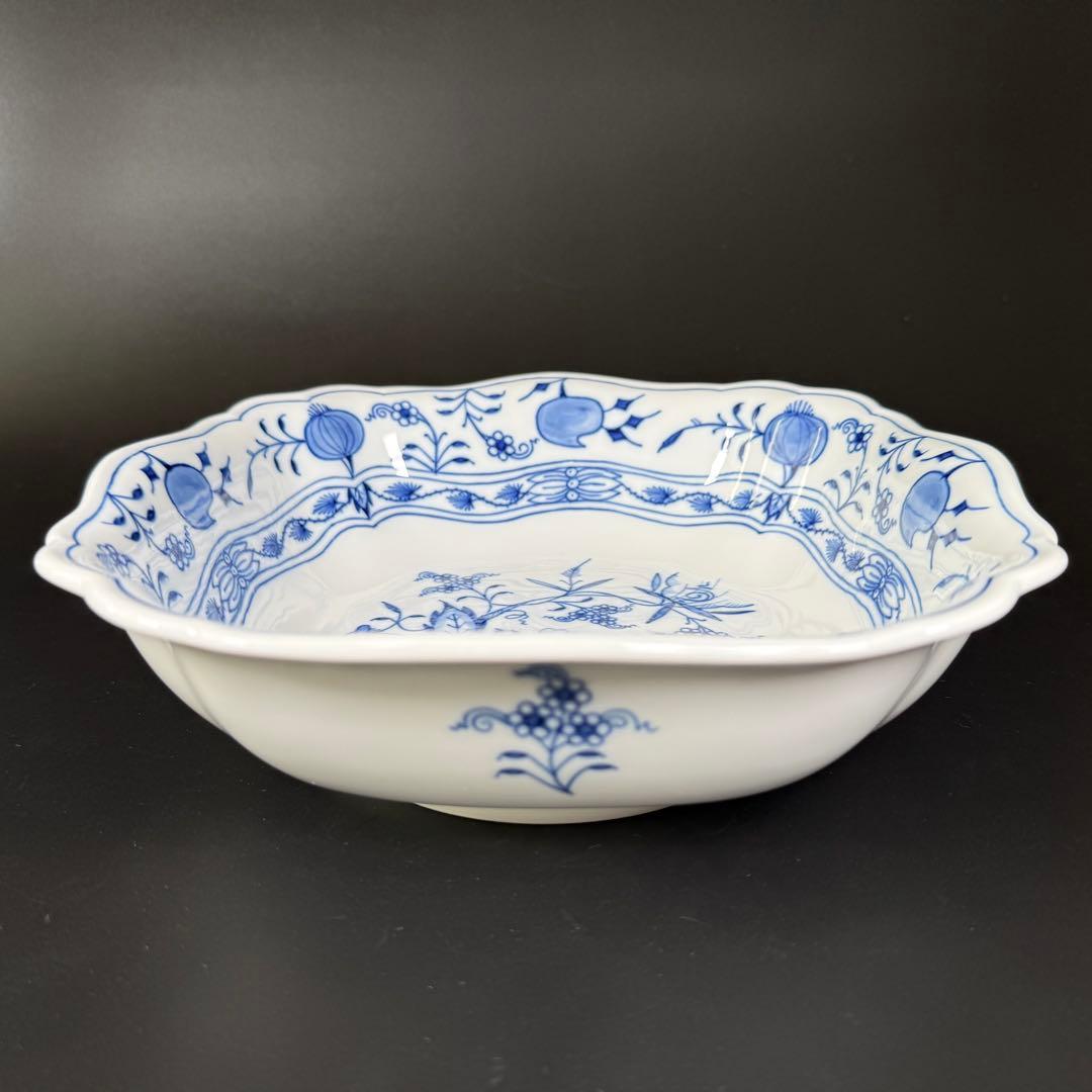 新品 マイセン ブルーオニオン スクエアボウル深皿(23cm)1枚、1級品